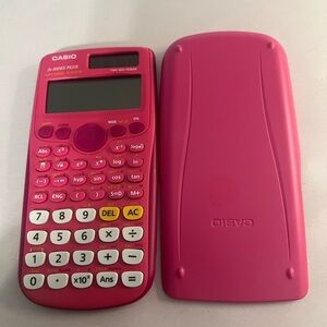 Working Pink Casio fx300ES plus calculator With Cover